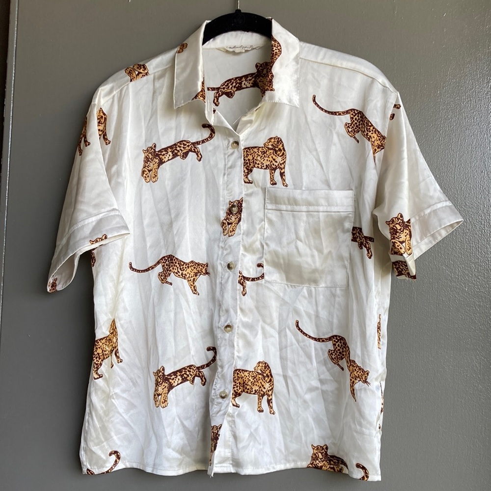 Satin Cheetah Print Blouse
